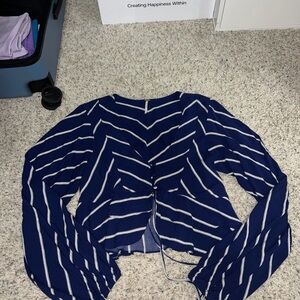 Free People Navy and White Striped Crop Top